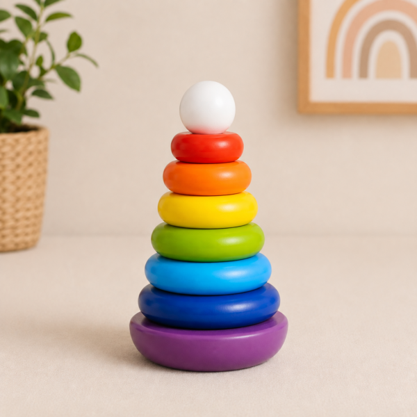 Wooden Rainbow Wobbly Stacker